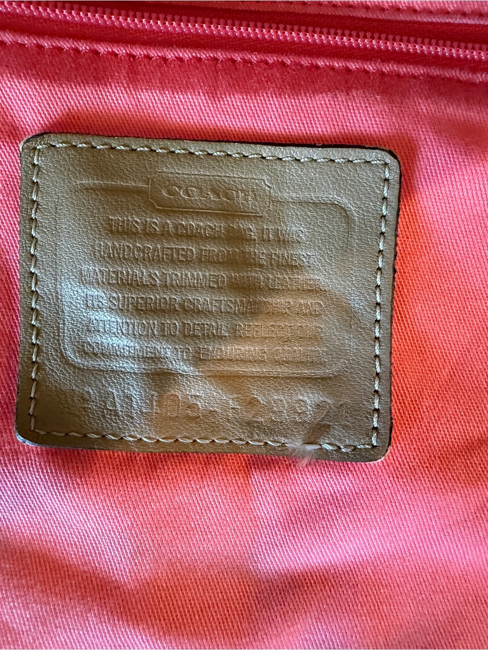 Coach Pink Canvas Interior with Tan Leather Brand Patch